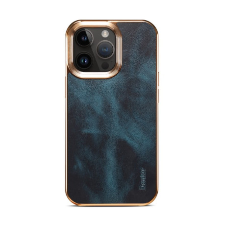 Чохол Denior Oil Wax Cowhide Plating для iPhone 15 – синій