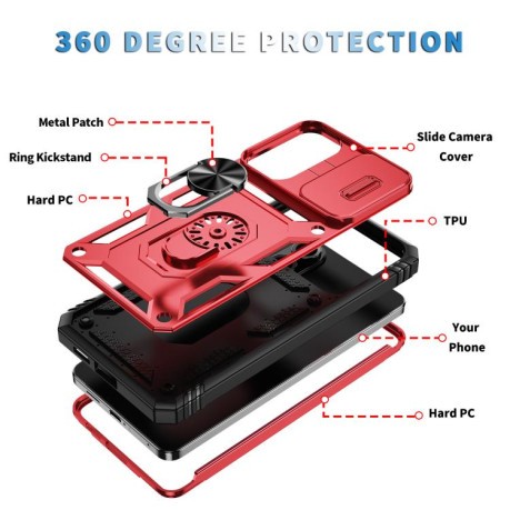 Протиударний чохол Sliding Camshield для Samsung Galaxy S25 Edge 5G - Red+Black