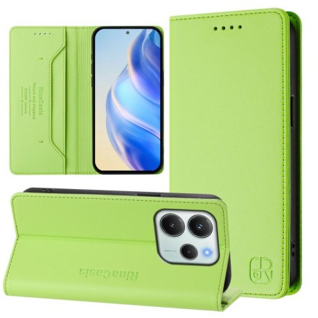 Чехол-книжка RC01 Dual-Folded Magnetic Suction RFID Leather на Xiaomi Redmi Note 14 4G 164.84mm  - зеленый