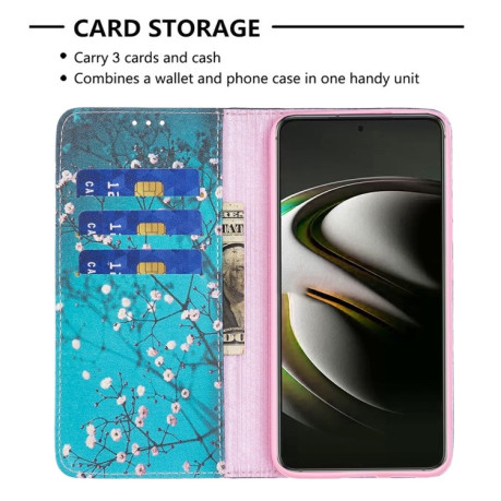 Чохол-книжка Colored Drawing Pattern для Samsung Galaxy S22 5G - Plum Blossom