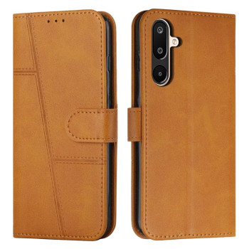 Чехол-книжка со строчкой и фактурой Calf на на Samsung Galaxy F16 5G / M16 5G - желтый