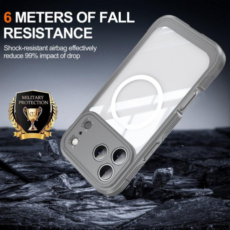 Двосторонний противоударный чехол Life Waterproof MagSafe Magnetic Rugged для iPhone 17 Pro - серый