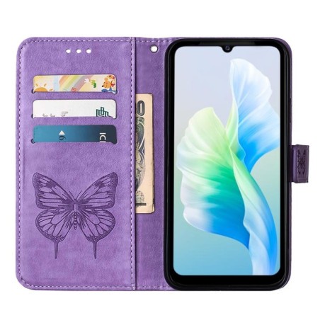 Чехол-книжка Embossed Butterfly для Vivo S10e 5G/V23e 4G/V23E 5G/Y75 4G - фиолетовый