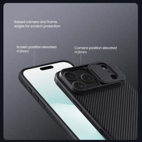 Чехол NILLKIN CamShield Pro со шторкой на камеры на iPhone 17 Pro Max - синий