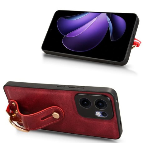 Протиударний чохол Wristband Leather Back для OPPO Reno13 F 5G - червоний