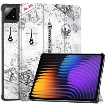 Чехол-книжка Custer Painted 3-Fold Stand Leather Smart для Xiaomi Pad 7 / 7 Pro - Retro Eiffel Tower