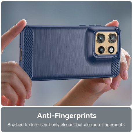 Противоударный чехол Brushed Texture Carbon Fiber на Motorola Edge 50 Neo - синий