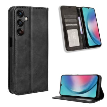 Чохол-книжка Magnetic Buckle Retro Crazy Horse Texture для Samsung Galaxy C55 / M55 5G - чорний