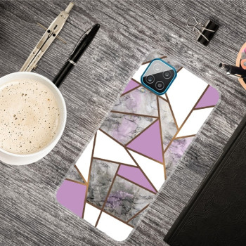 Противоударный чехол Marble Pattern для Samsung Galaxy A12 - Rhombus Gray Purple
