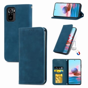 Чохол-книжка у стилі Retro м'яке покриття Skin Feel діловий дизайн на Xiaomi Redmi Note 10/10s/Poco M5s - синій