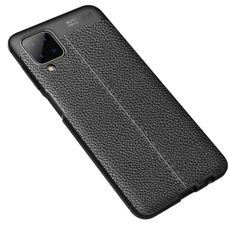 Противоударный чехол Litchi Texture на Samsung Galaxy A12/M12 - черный