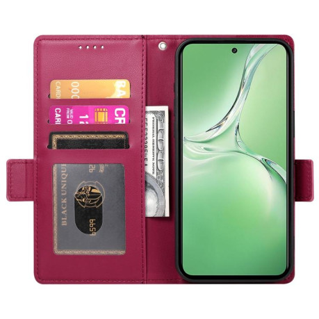 Чехол-книжка Side Buckle Magnetic Frosted Leather для OnePlus 13R/Ace 5/Ace 5 Pro - винно-красный