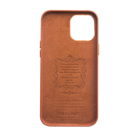 Кожаный чехол QIALINO Cowhide Leather Case для iPhone 12 / 12 Pro - коричневый