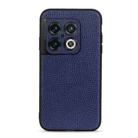 Протиударний чохол с натуральной кожи Accurate Litchi Texture для OnePlus 10 Pro - синій