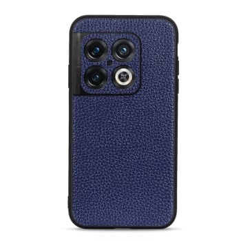 Протиударний чохол с натуральной кожи Accurate Litchi Texture для OnePlus 10 Pro - синій