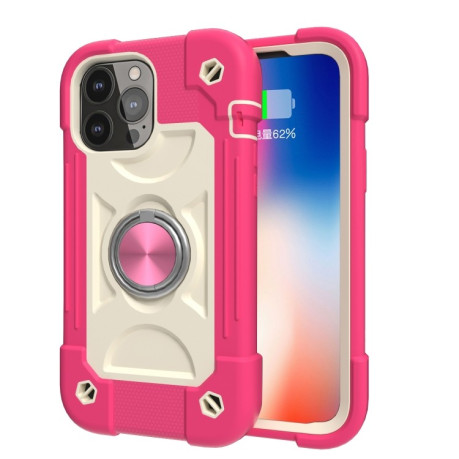 Противоударный чехол Silicone with Dual-Ring Holder для iPhone 13 Pro Max - пурпурно-красный