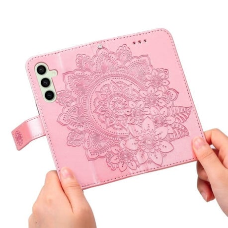 Чехол-книжка 7-petal Flowers Embossing для Samsung Galaxy S24 FE 5G - розовое золото