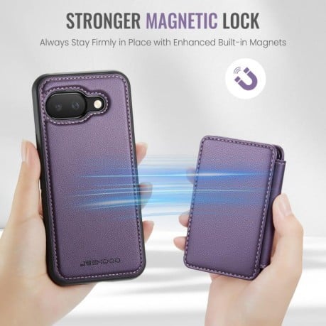 Чехол JEEHOOD J05 Business Magnetic Style RFID Leather для Google Pixel 9a - фиолетовый