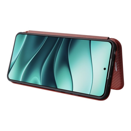 Чехол-книжка Carbon Fiber Texture на Xiaomi  Redmi Note 14 5G/Poco M7 Pro 5G - коричневый