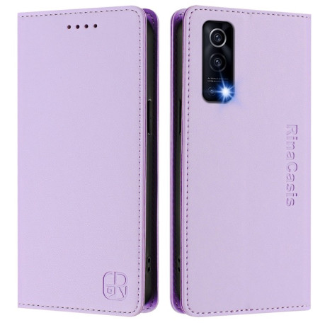 Чехол-книжка RC01 Dual-Folded Magnetic Suction RFID Leather на Vivo Y72 5G / iQOO Z3 / Y52 5G - фиолетовый