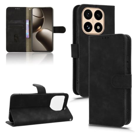 Чехол-книжка в стиле Retro мягкое покрытие Skin Feel деловой дизайн на Xiaomi 15T 5G - черный
