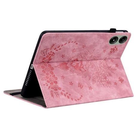 Чехол-книжка Butterfly Rose Embossed для Xiaomi Redmi Pad 2 / Xiaomi Redmi Pad SE 11 2025 - розовый