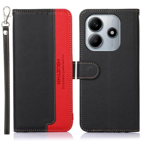 Чехол-книжка KHAZNEH Litchi Texture для Xiaomi Redmi Note 14 4G 164.84mm - черный