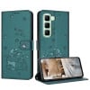 Чехол-книжка Embossed Kitten Phone Leather на Infinix Hot 60 Pro 4G - зеленый