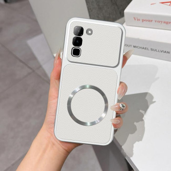 Магнітний чохол Escase Lambskin Series з м'яким покриттям на Infinix Hot 70 4G — сріблястий