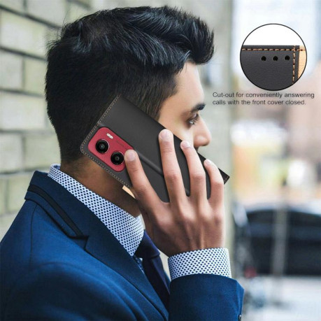 Чохол-книжка Color Matching RFID Anti-theft Leather для Motorola Moto G05 - чорний