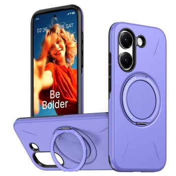 Чехол Metal Rotation Holder MagSafe TPU Hybrid PC с металлическим поворотным держателем и MagSafe на Xiaomi Redmi Turbo 5 5G / Poco X8 Pro 5G — фиолетовый