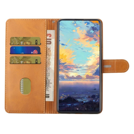 Чехол-книжка Stitching Style 2-Color на Samsung Galaxy S21 FE - желтый