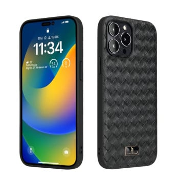 Протиударний чохол Fierre Shann Leather для iPhone 14 Pro Max - Woven Black