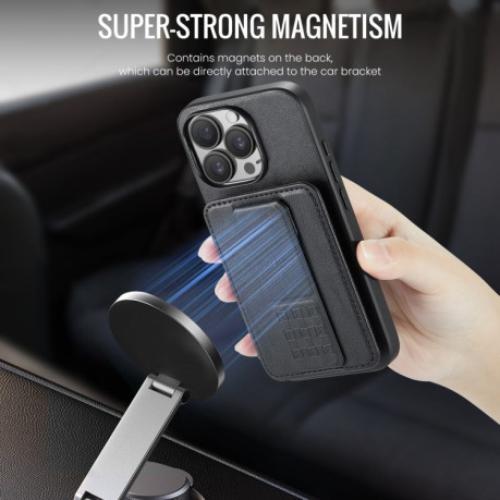 Чохол Fierre Shann Oil Wax Cow Leather Card Holder для iPhone 16 Pro - чорний