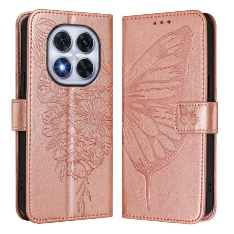 Чохол-книжка Embossed Butterfly для Xiaomi Poco X7 - рожеве золото