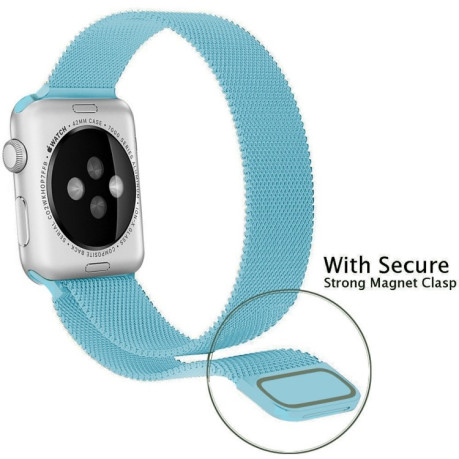 Браслет из нержавеющей стали Milanese Loop Magnetic для Apple Watch Series 7 45mm / 44mm / 42mm - голубой