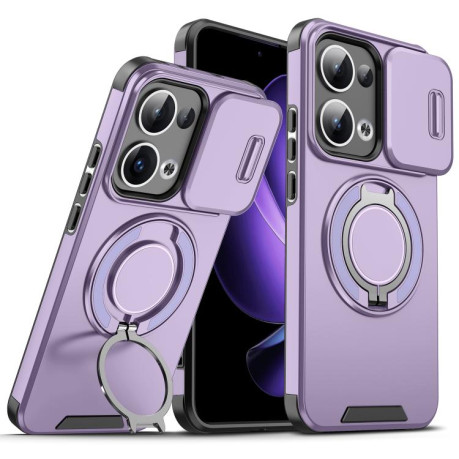 Противоударный чехол Sliding Camshield Ring Holder для OPPO Reno13 5G Global - фиолетовый