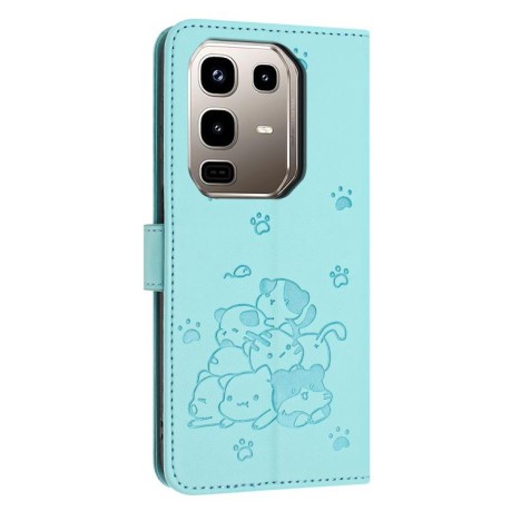 Чехол-книжка Embossed Kitten Phone Leather для Infinix Note 50 4G / 50 Pro 4G - зеленый