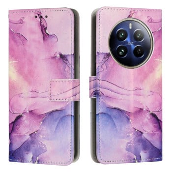 Чехол-книжка Painted Marble Pattern для Realme 12+ 5G/12 4G/13 4G - фиолетовый