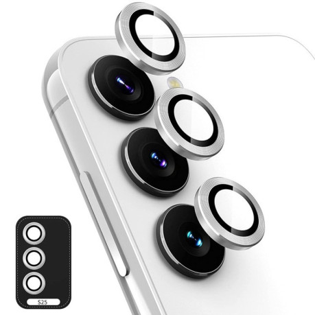 Защитное стекло на камеру ENKAY Aluminium для Samsung Galaxy S25 5G - серебристое