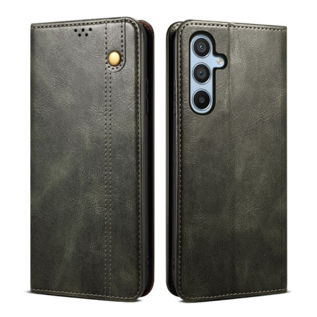 Чехол-книжка Simple Wax Crazy Horse для Samsung Galaxy S25 5G - зеленый