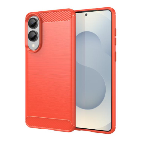 Противоударный чехол Brushed Texture Carbon Fiber на Samsung Galaxy S25 Edge 5G - красный
