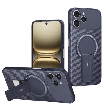 Противоударный чехол Carbon Fiber Texture (MagSafe) на Tecno Spark 40 4G — синий