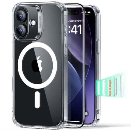 Оигинальный чехол ESR Classic Hybrid с MagSafe + накладка на клавишу на iPhone 17 - Clear