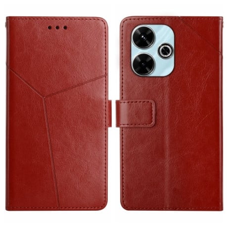 Чехол-книжка Y-shaped Pattern для Xiaomi Redmi 13 4G Global - коричневый