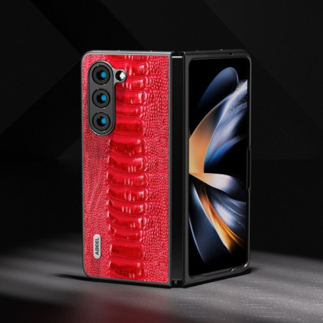 Противоударный кожаный чехол Genuine Leather Weilai Series для Samsung Galaxy Fold 5 - красный