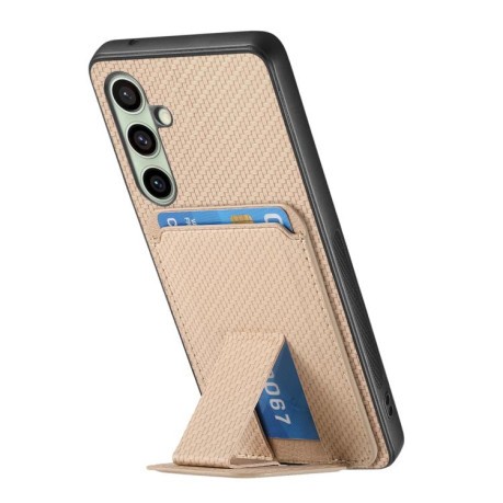Противоударный чехол Carbon Fiber Card Bag для Samsung Galaxy A56 5G - хаки