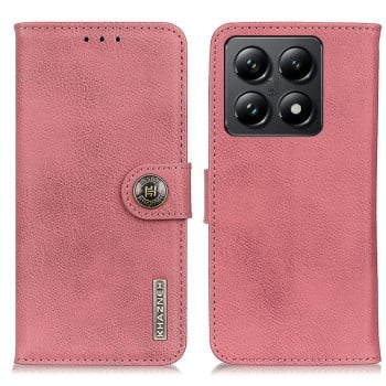 Чохол-книжка KHAZNEH Cowhide Texture на Xiaomi 14T Pro - рожевий