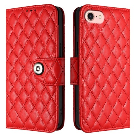 Чохол-книжка Rhombic Texture Flip Leather для iPhone 16e - червоний