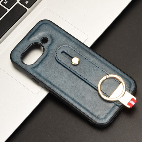 Противоударный чехол Wristband Leather Back для Google Pixel 9a - синий